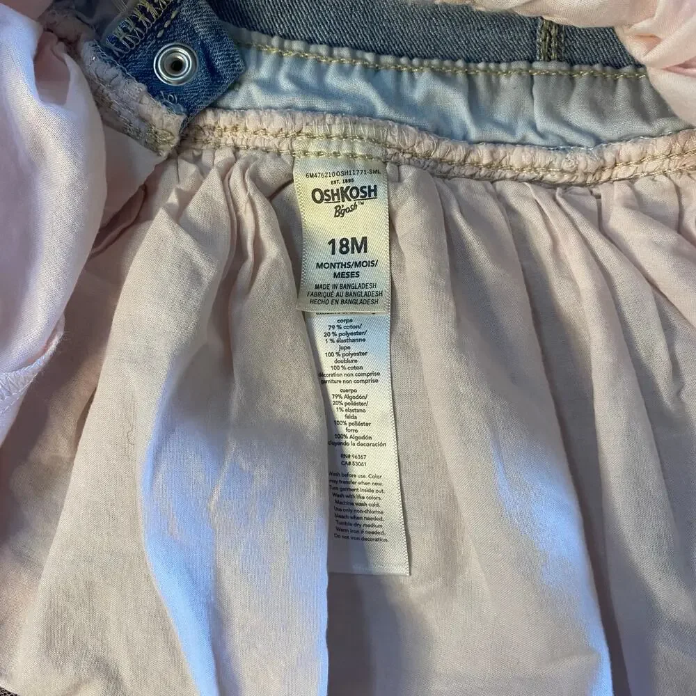 OshKosh B'gosh blue overall cat adjustable white baby‎ tutu skirt SIZE 18M
